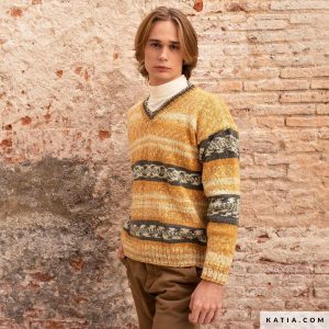 pattern knit crochet man sweater autumn winter katia 8034 432 g