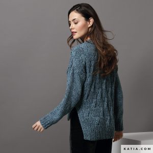 pattern knit crochet woman sweater autumn winter katia 6136 45 g