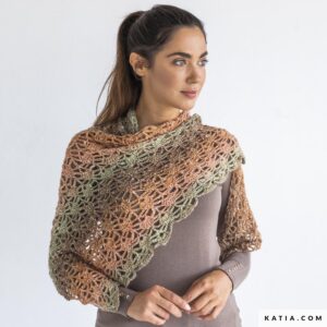 pattern knit crochet woman shawl autumn winter katia 8034 375 g