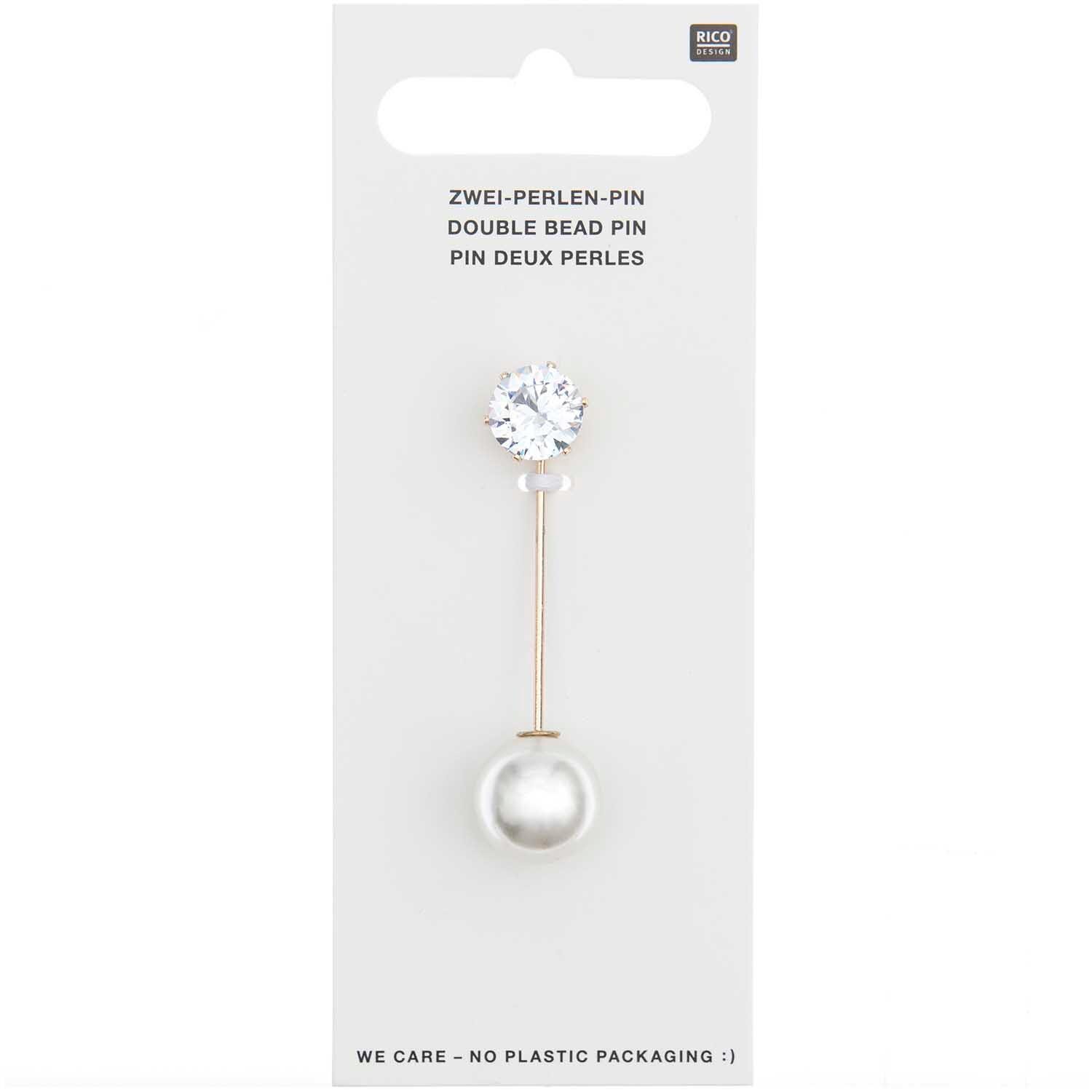 Rhinestone bead pin straight, 5 cm